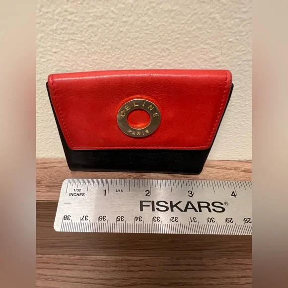 Celine Mini Coin Purse Red and Black (Vintage)